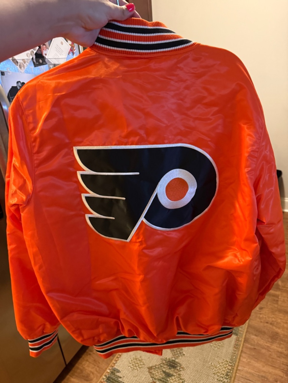 STARTER Orange and Black Philadelphia Flyers Satin Jacket